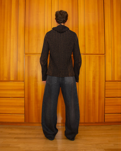 Maglione Annibale Marrone - Annibale Knitted Brown Zip Up Hoodie