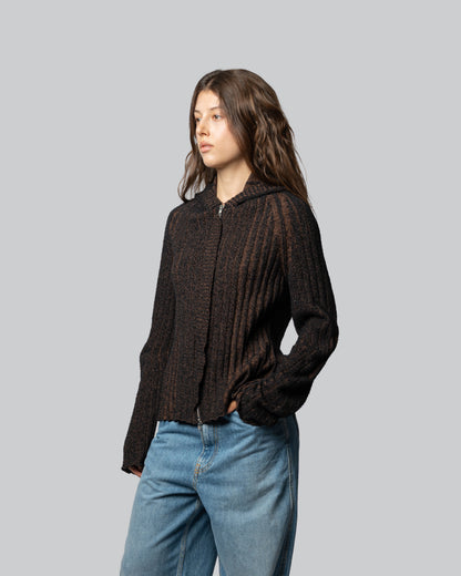 Maglione Annibale Marrone - Annibale Knitted Brown Zip Up Hoodie