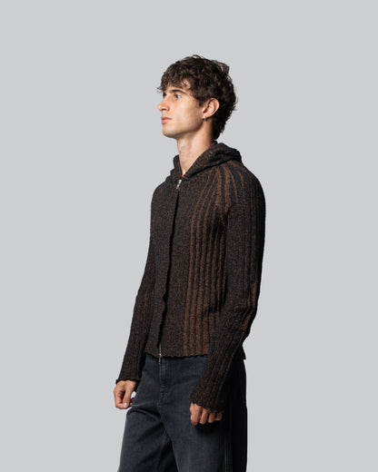 Maglione Annibale Marrone - Annibale Knitted Brown Zip Up Hoodie