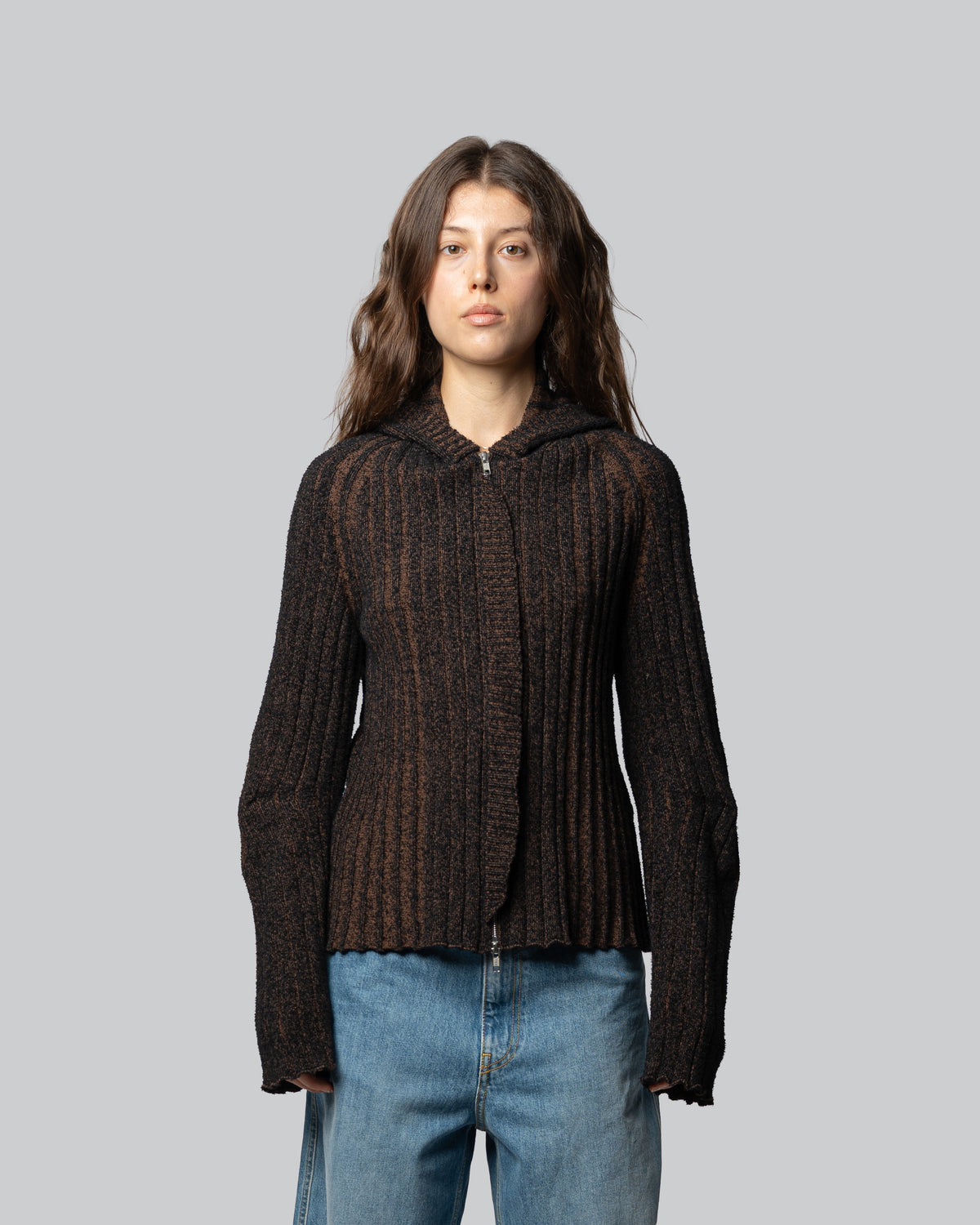 Maglione Annibale Marrone - Annibale Knitted Brown Zip Up Hoodie