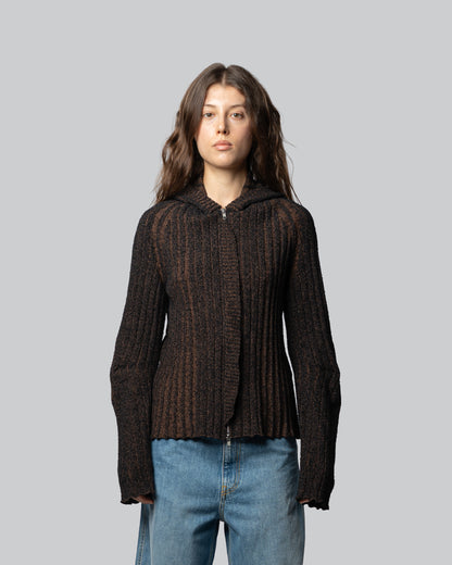 Maglione Annibale Marrone - Annibale Knitted Brown Zip Up Hoodie