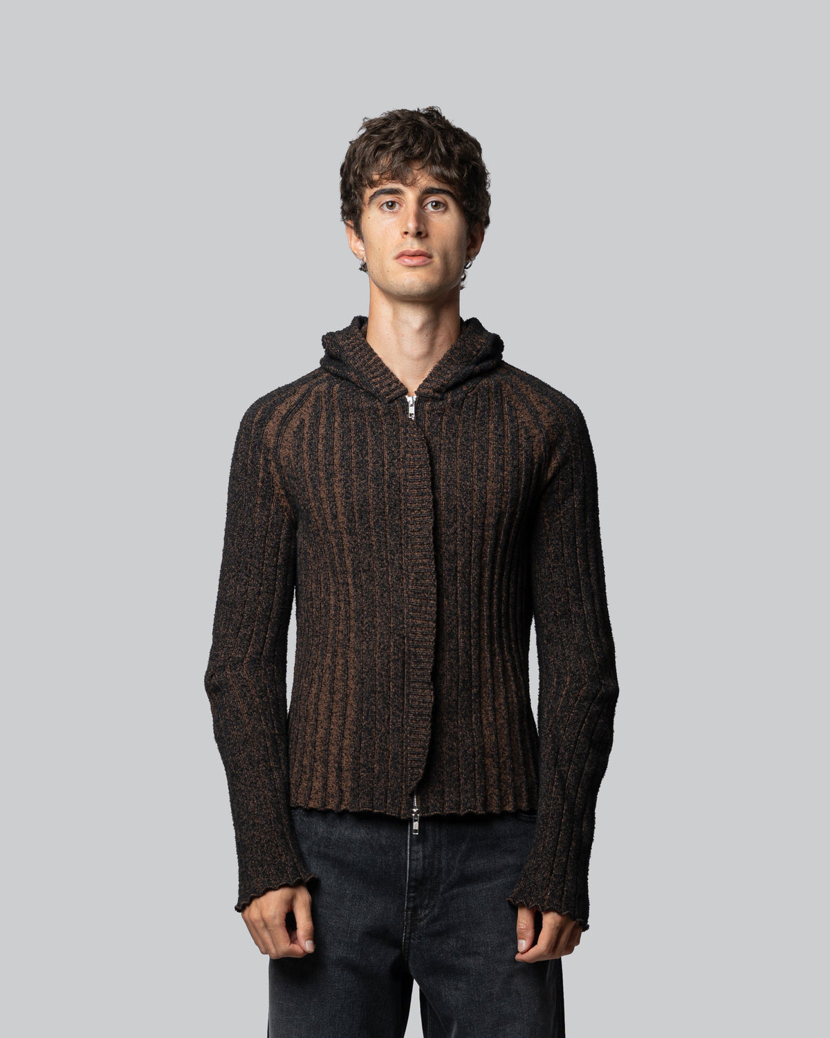 Maglione Annibale Marrone - Annibale Knitted Brown Zip Up Hoodie