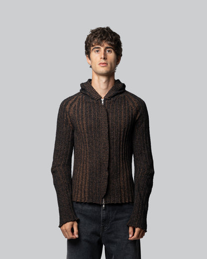 Maglione Annibale Marrone - Annibale Knitted Brown Zip Up Hoodie