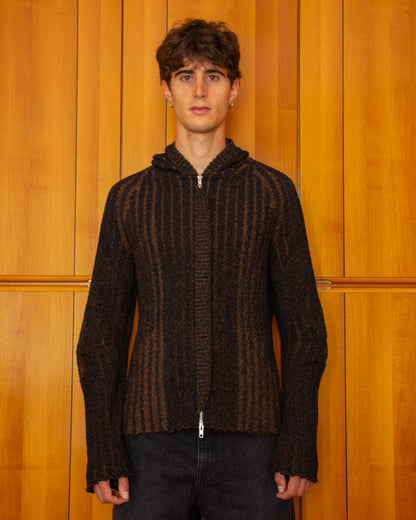 Maglione Annibale Marrone - Annibale Knitted Brown Zip Up Hoodie